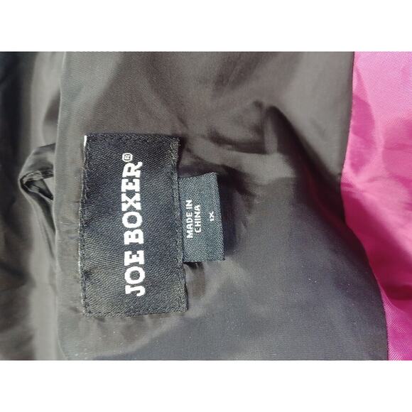 Joe Boxer 1X Black&Pink Trim Womens Zip Up Jacket Faux Fur Trim Hood Removable - Picture 6 of 9